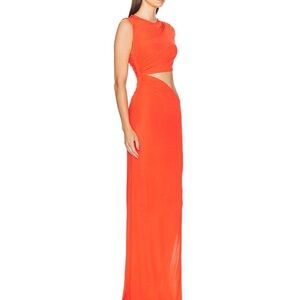 ATLEIN Cut Out Sleeveless Long Dress Elegant Orange Sleeveless Dress size Large